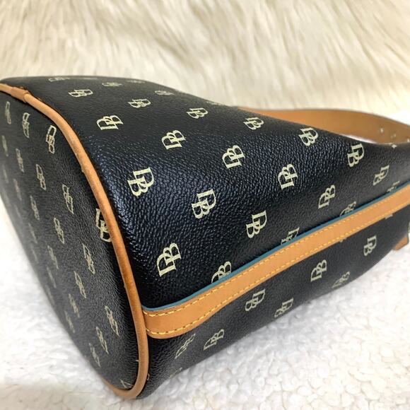 DOONEY AND BOURKE Vintage Black Signature Coated Canvas Bucket Hobo - Picture 13 of 16